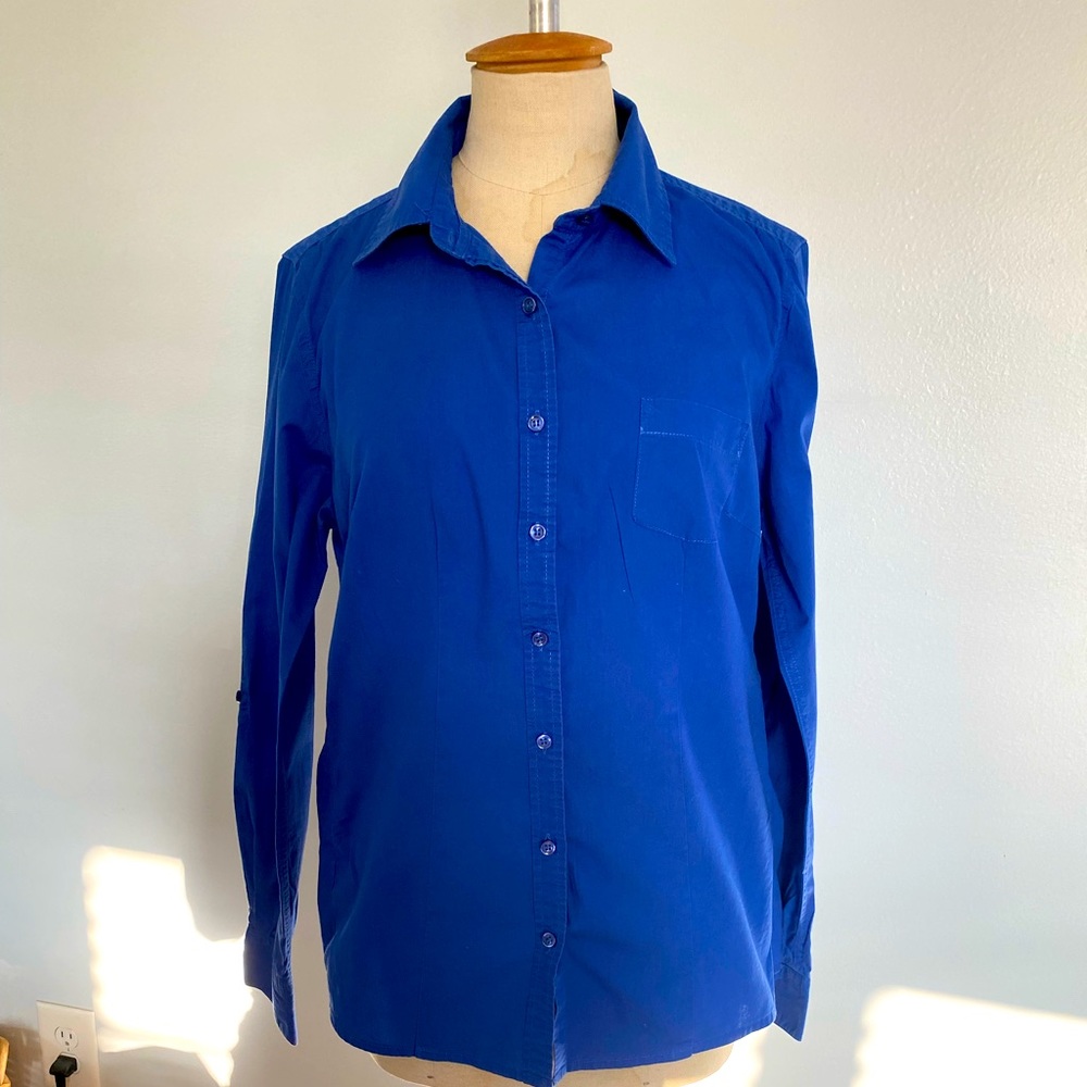 Royal blue button down shirt
